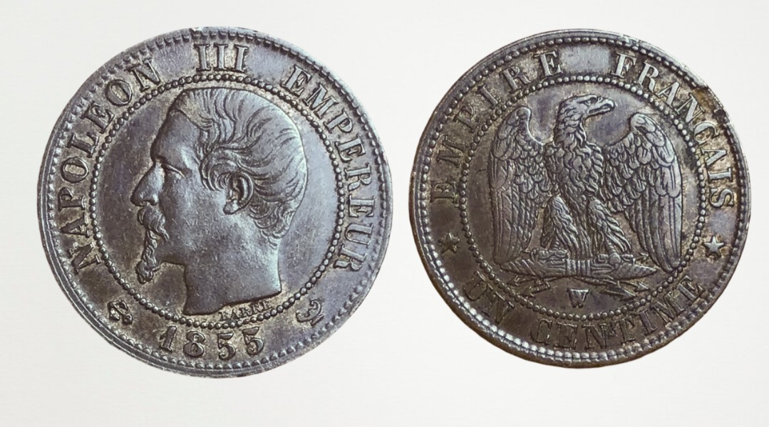 Productafbeelding 1 centime 1855 W ancre.
