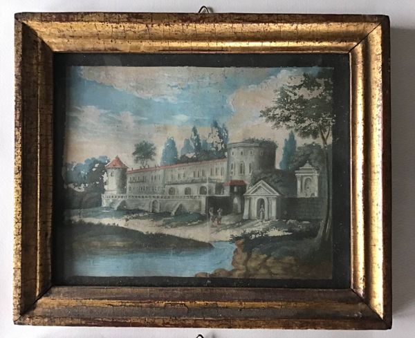Product image 2 gouaches XVIIIe siècle. Paysages avec châteaux.