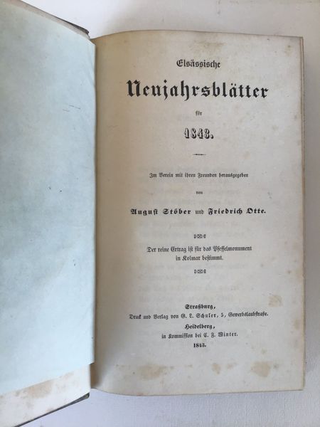 Productafbeelding A. Stöber et H. Otte. Elsässische Neujahrblätter. 1843 et 1844.