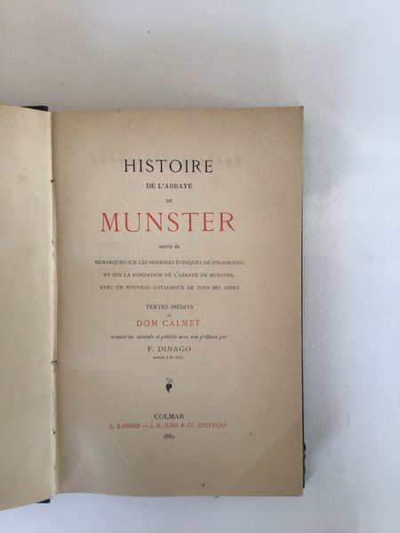 Image du produit Abbaye de Munster. Dom Calmet.