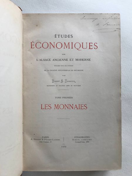 Product image Abbé Hanauer. Etudes économiques de l'Alsace ancienne et moderne.