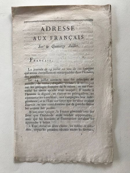 Productafbeelding Adresse aux français sur le 14 juillet
