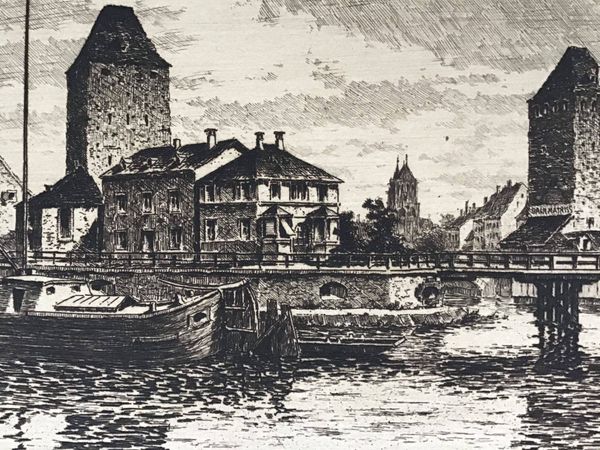 Image du produit Albert Koerttgé. Strasbourg. L'Ill et les ponts couverts. Bon à tirer.