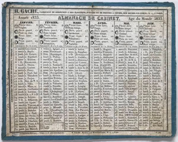 Produktbild Almanachs de cabinets ou 7 calendriers du début du XIXe siècle.