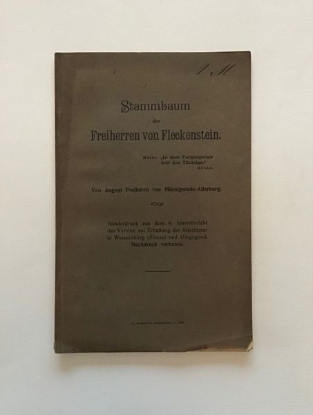 Product image August Freiherrn von Minnigerode-Allerburg. Stammbaum der Freiherren von Fleckenstein.