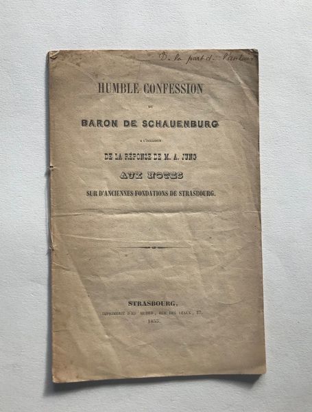 Produktbild Baron de Schauenburg & André Jung. A propos des Notes sur d'anciennes fondations de Strasbourg.