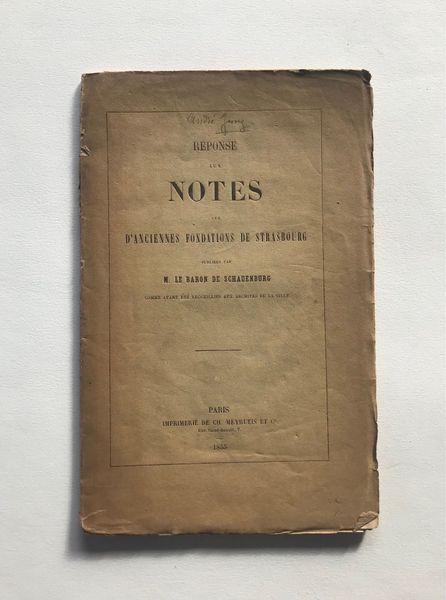 Produktbild Baron de Schauenburg & André Jung. A propos des Notes sur d'anciennes fondations de Strasbourg.