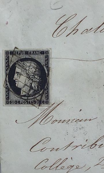 Produktbild Belle lettre de 1850 avec un 20 centimes noir.