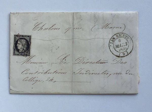 Produktbild Belle lettre de 1850 avec un 20 centimes noir.
