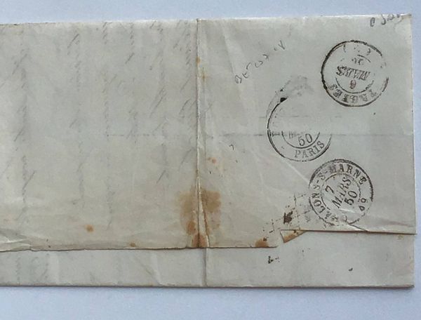 Produktbild Belle lettre de 1850 avec un 20 centimes noir.