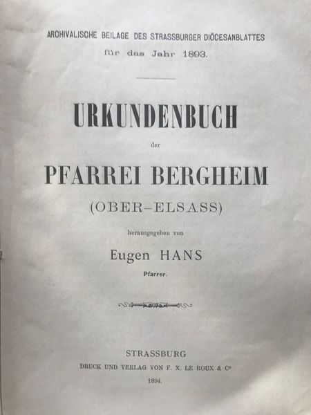 Produktbild Bergheim. Urkundenbuch der Pfarrei.