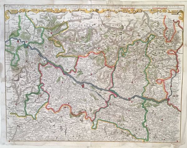 Productafbeelding Carte d'Alsace. Cours du Rhin. Nicolas de Fer.