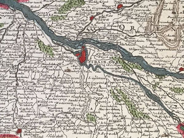 Productafbeelding Carte d'Alsace. Cours du Rhin. Nicolas de Fer.