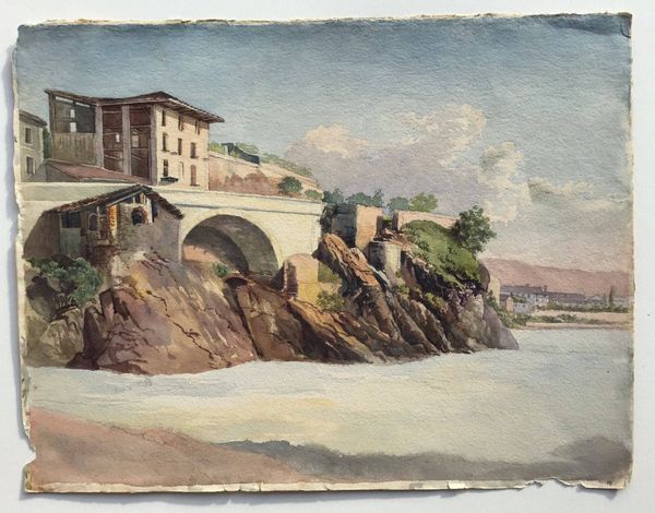 Image du produit Castellamare, route en bord de mer. Belle aquarelle attribuée à Jacques Henri Juillerat.