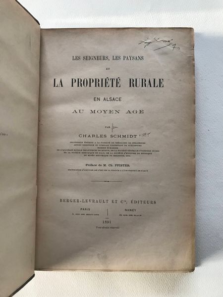 Product image Charles Schmidt. La propriété rurale en Alsace au moyen âge.