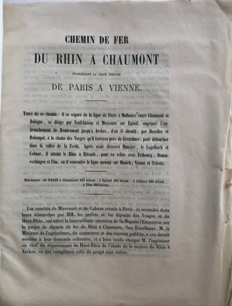 Image du produit Chemin de fer du Rhin à Chaumont. Projet.