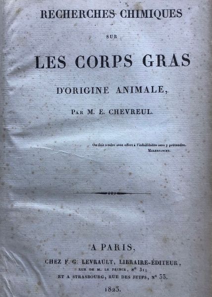 Productafbeelding Chevreul. Recherches chimiques sur les corps gras d'origine animale.