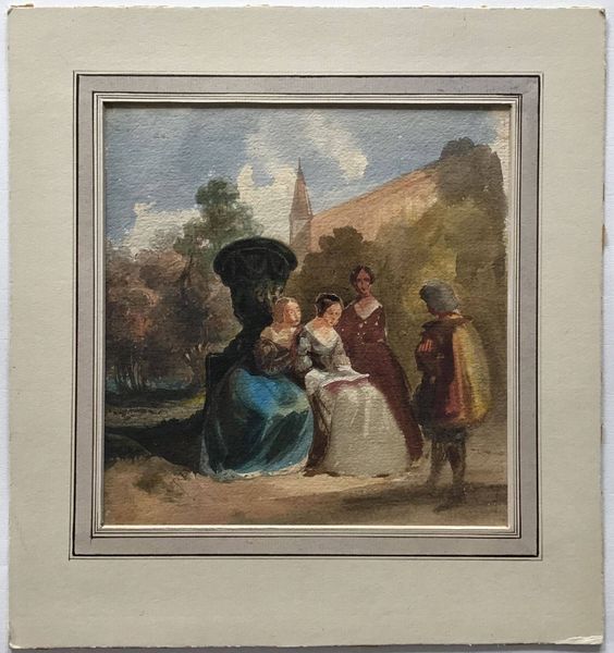 Productafbeelding Dessin romantique. Lecture dans un parc.