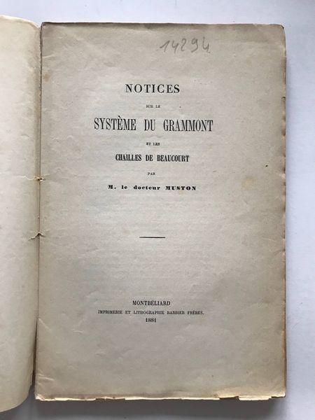 Productafbeelding Docteur Muston. Notices géologiques. Montbéliard.