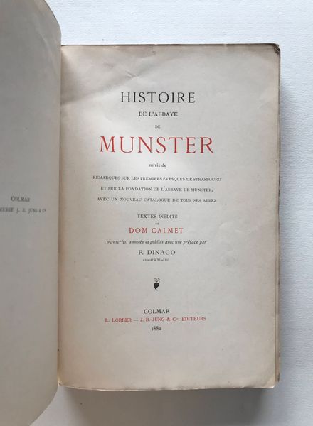Produktbild Dom Calmet. Abbaye de Munster.