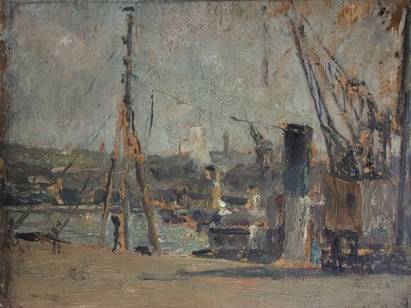Produktbild Émile Schneider. Petit port avec des installations industrielles . Huile sur carton.