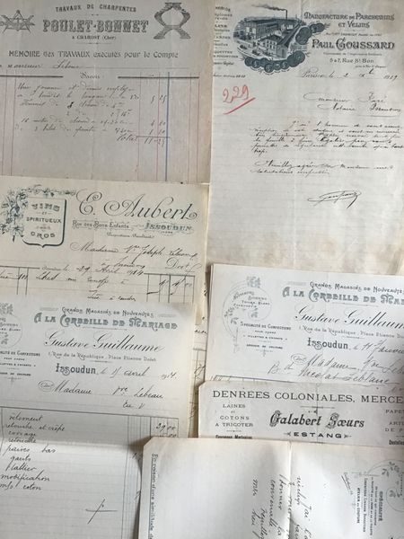 Produktbild Factures autour de 1900 et cartes de visite.