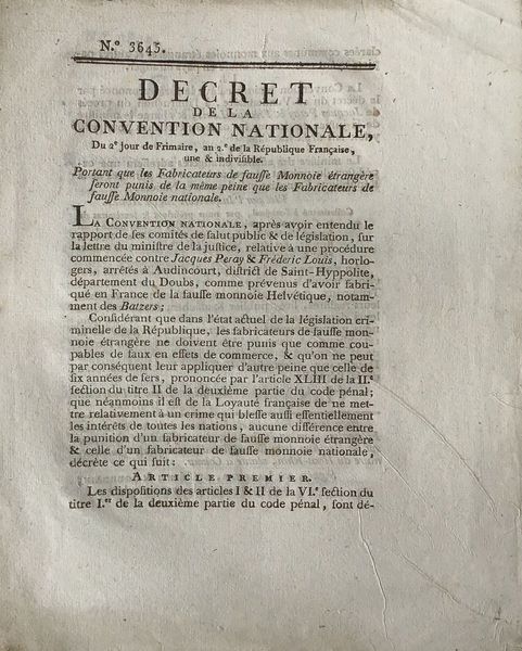 Image du produit Faux monnayeurs. Decret.