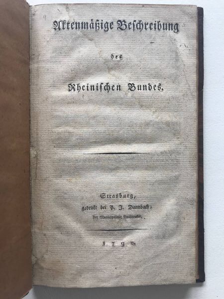 Productafbeelding Fédération du Rhin. Strasbourg, 1790.