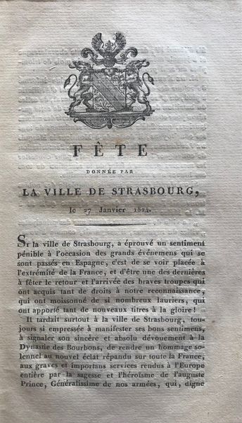 Produktbild Fête donnée par la ville de Strasbourg, le 27 Janvier 1824.