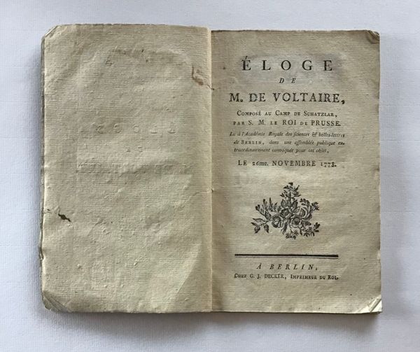 Produktbild Frédéric II de Prusse. Éloge de Monsieur de Voltaire.