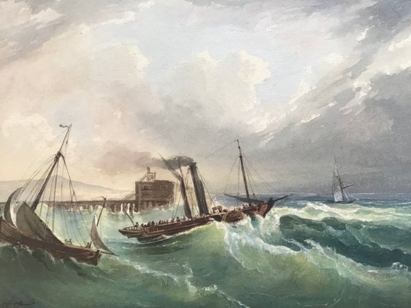 Product image Gros temps et bateau à vapeur. Dessin original. 1832.