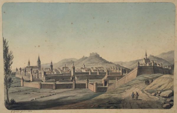 Productafbeelding Guérin. Vue de Saverne en 1500 avec ses fortifications. Dessin original. Alsace.