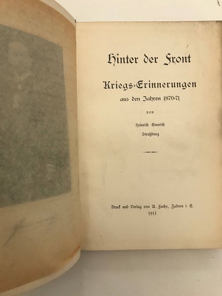 Product image Guerre de 1870. Souvenirs de Heinrich Emerich.