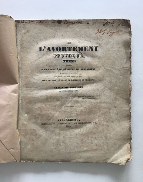 Productafbeelding H. Deguerre. De l'avortement provoqué. Thèse. Faculté de médecine de Strasbourg.