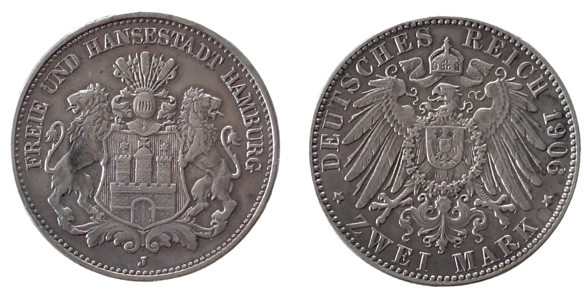 Produktbild Hamburg. 2 mark 1906.