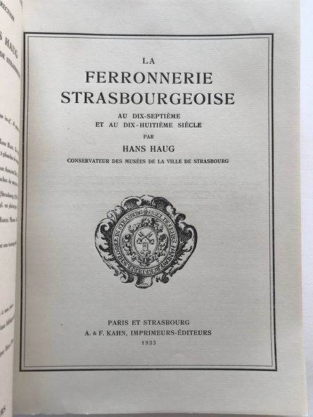 Image du produit Hans Haug. La ferronnerie à Strasbourg.