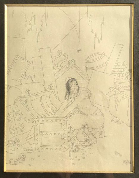 Productafbeelding Harpagon et sa cassette. Dessin original de Dubout.