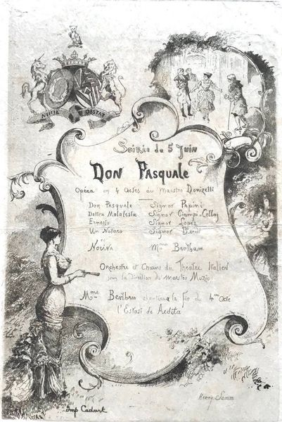 Productafbeelding Henry Somm. Programmes pour une représentation de Don Pasquale chez la marquise d'Osmond.