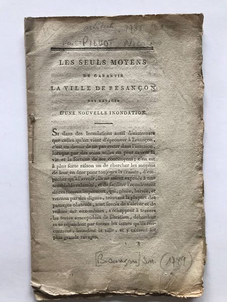 Product image Inondations. Ville Besançon. Nicolas Pillot Architecte. 1789.