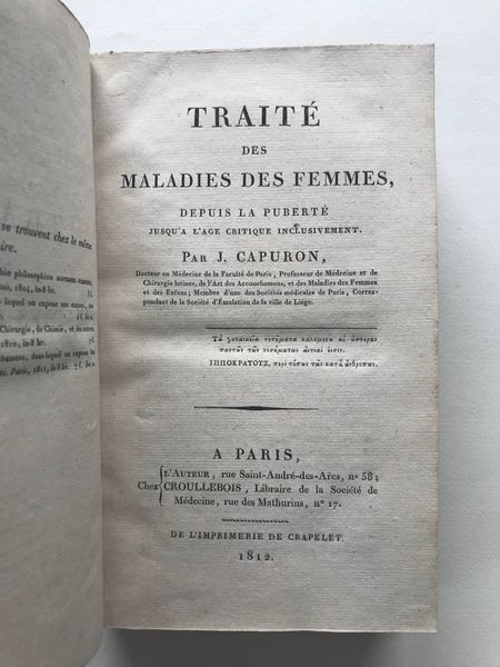 Productafbeelding J. Capuron. Traité des maladies des femmes.