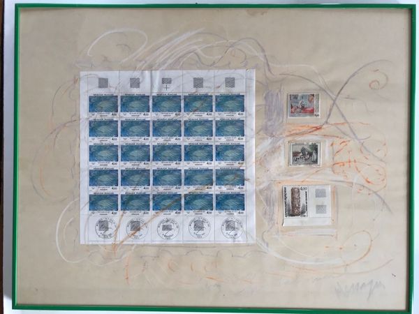 Produktbild Jean Messagier. Composition aux timbres poste.
