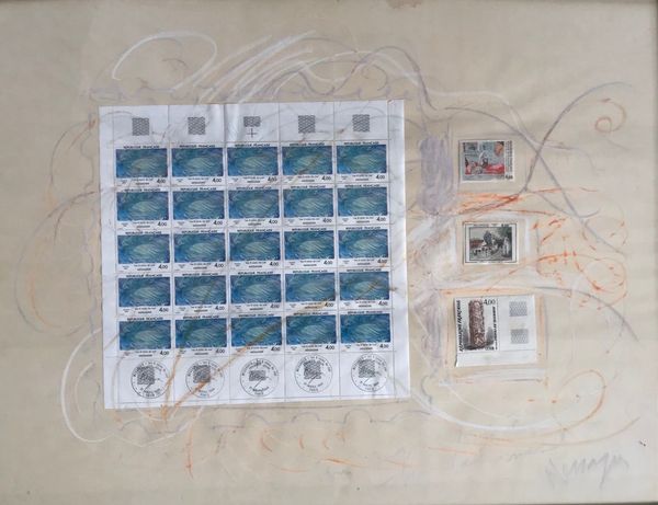 Produktbild Jean Messagier. Composition aux timbres poste.