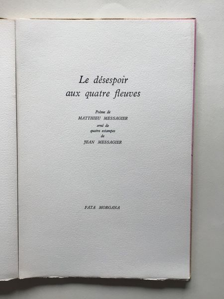 Productafbeelding Jean messagier. Le désespoir aux quatre fleuves.