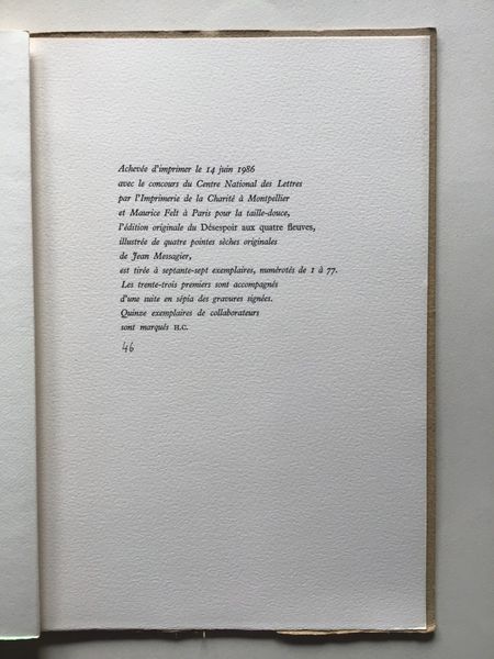 Productafbeelding Jean messagier. Le désespoir aux quatre fleuves.