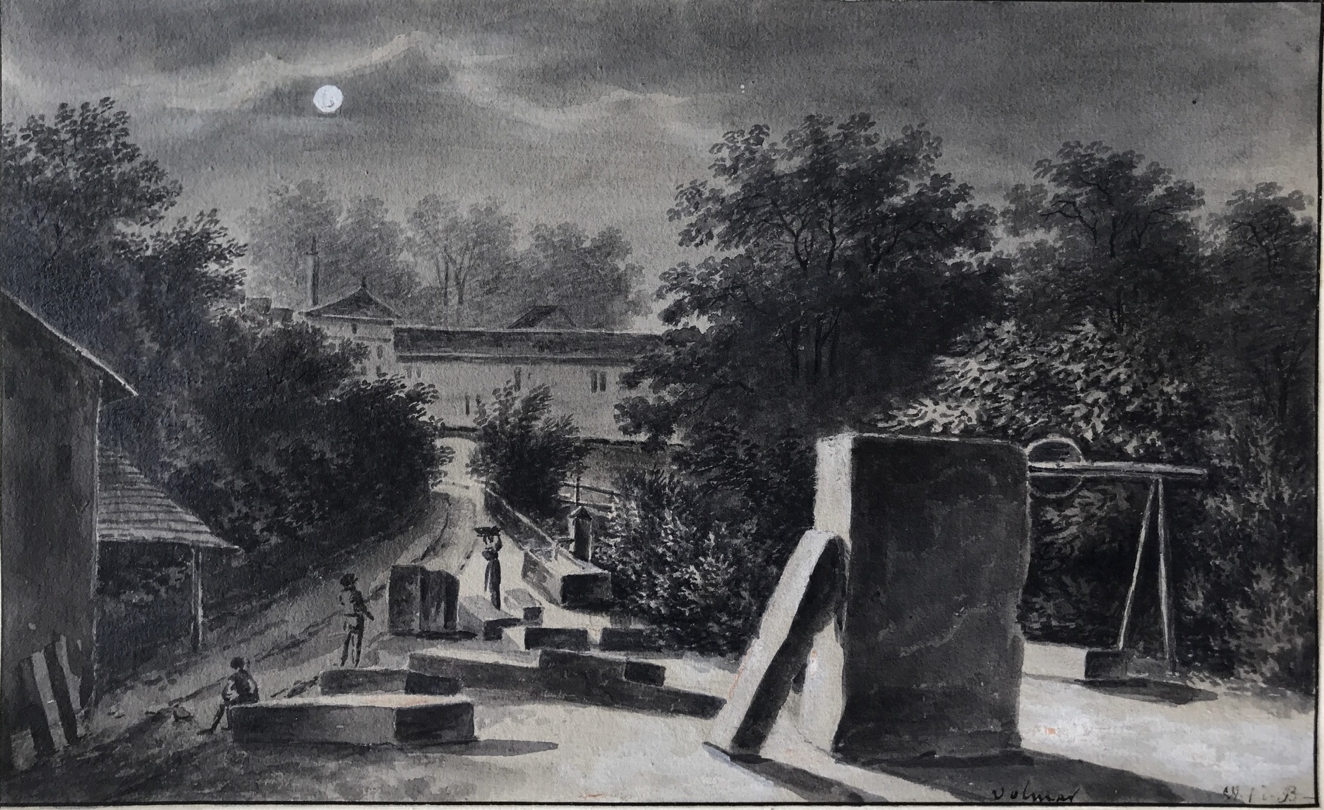Produktminiatur Johann Georg Volmar. Transport de pierres.