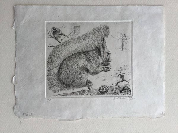 Productafbeelding L’Ecureuil et la mésange. Charles Gutknecht. Gravure sur cuivre.