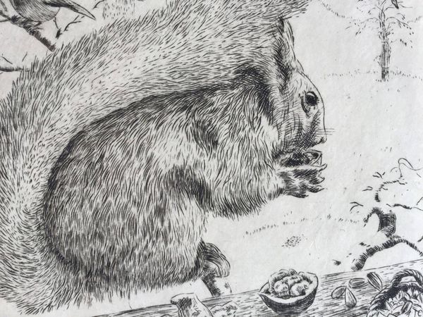 Productafbeelding L’Ecureuil et la mésange. Charles Gutknecht. Gravure sur cuivre.