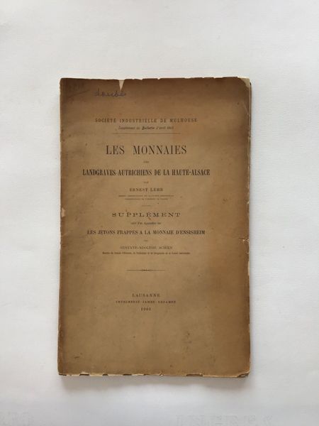 Productafbeelding Lehr, Schoen. Supplément aux monnaies de la Haute-Alsace et jetons d'Ensisheim.
