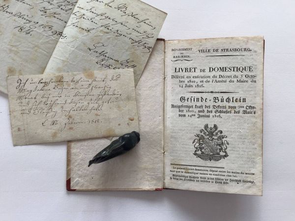 Product image Livret de domestique. Ville de Strasbourg. 1817.