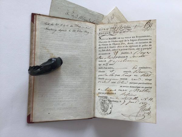Product image Livret de domestique. Ville de Strasbourg. 1817.